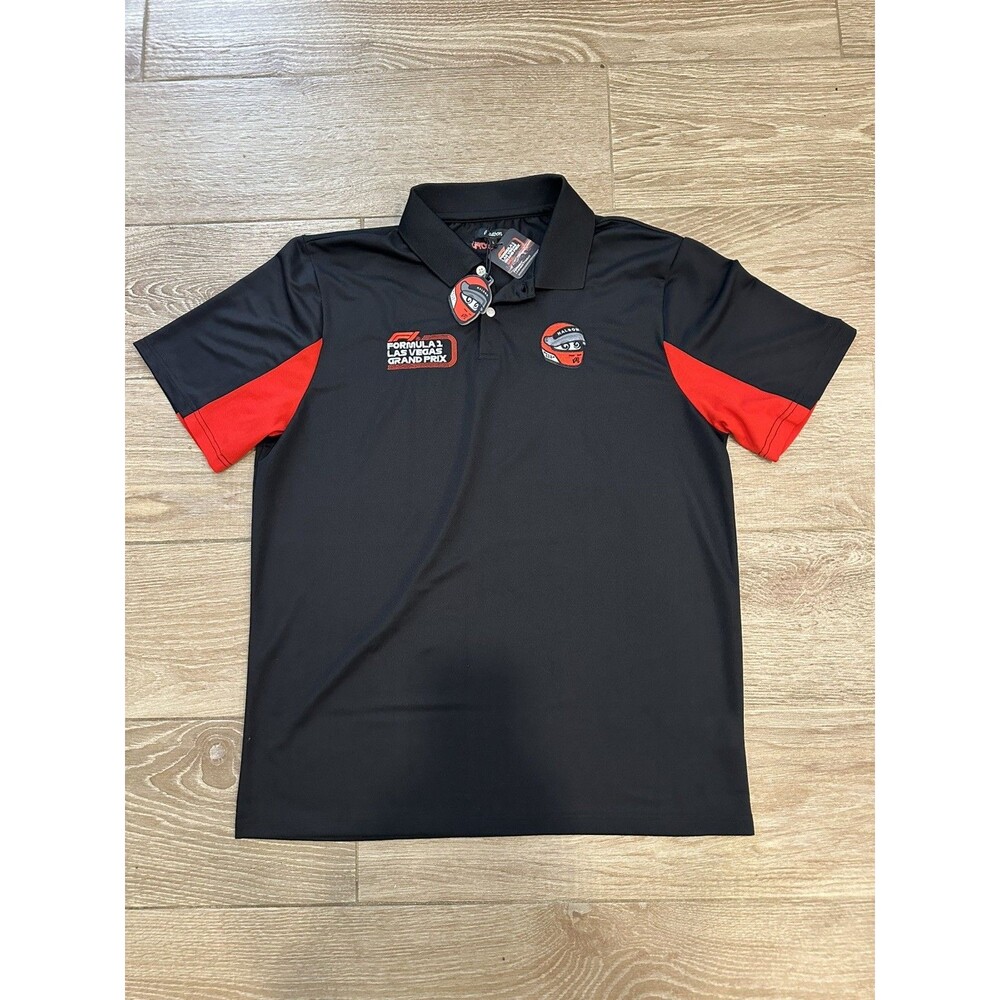 Malbon Formula 1 Shirt Men’s Large F1 Las Vegas Grand Prix Black Golf Polo